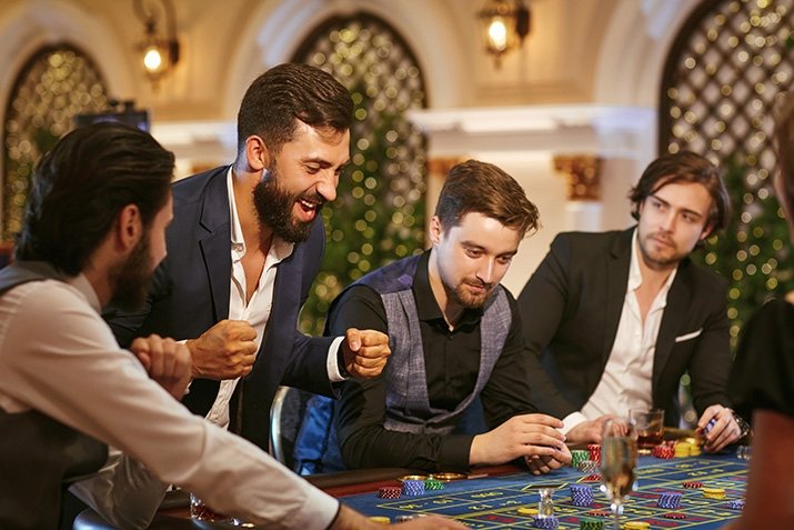 Men playing table game